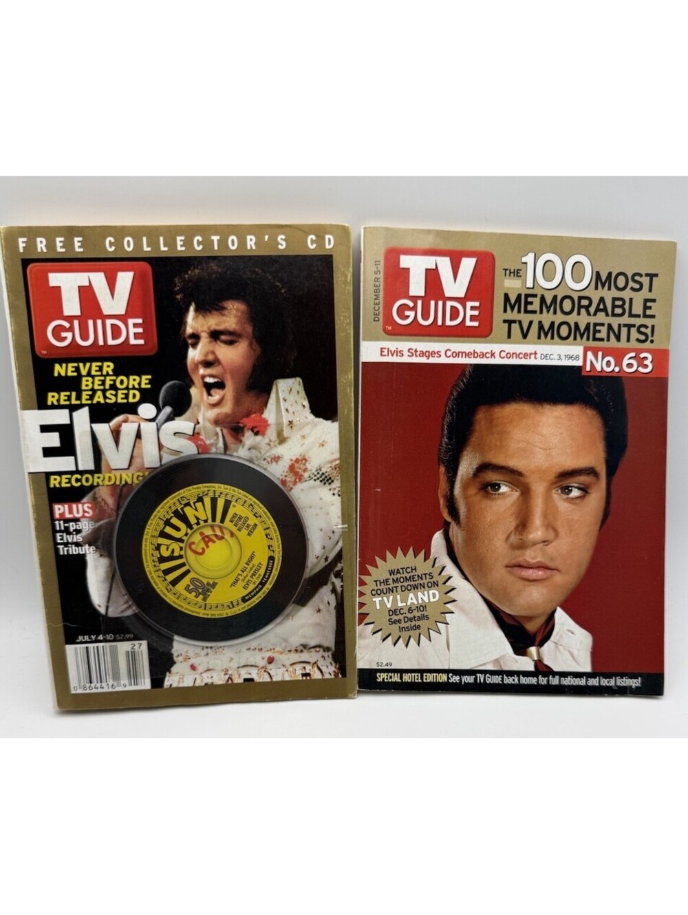 2 TV Guides: Elvis July 4-10, 2004 & Dec 3, 1968 Special Edition and Regular